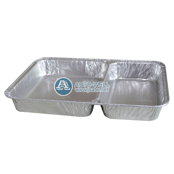 Disposable two compartment aluminum foil tray